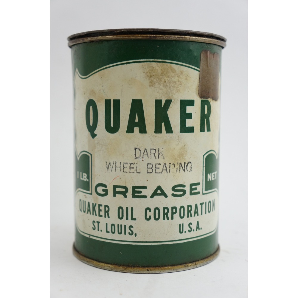 Quaker‎ Grease Tin 1lb Green Vintage Dark Wheel Bearing Oil Corp St Louis Fair